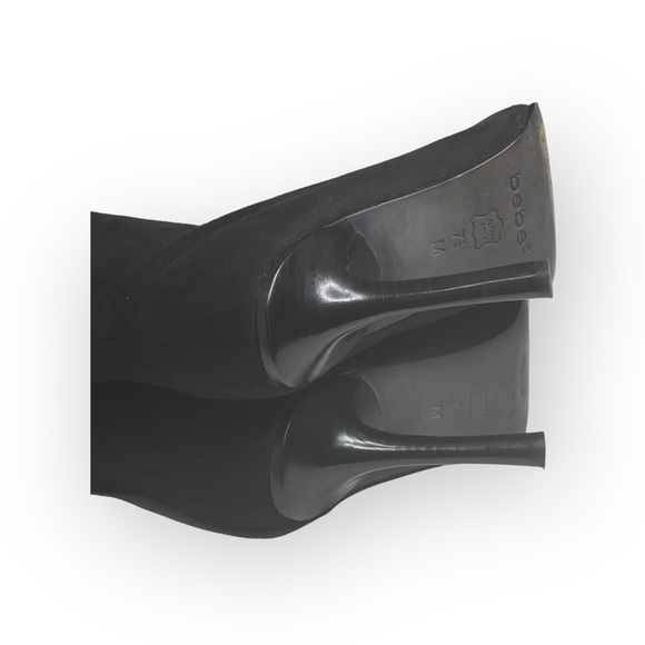 Bebe 𖤐 Over the Knee Stiletto Heeled Pointy Toe Boots 𖤐 Black Vegan Suede 𖤐 - Picture 9 of 16